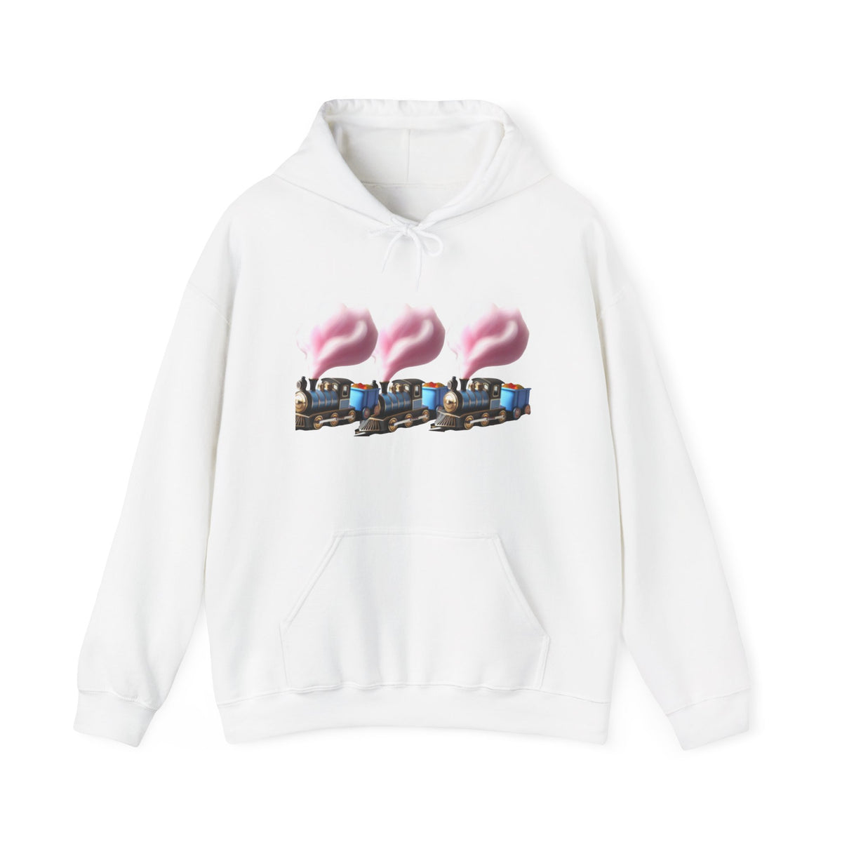 Cotton Candy Train Hoodie — Whimsical Retro Locomotive Sweatshirt