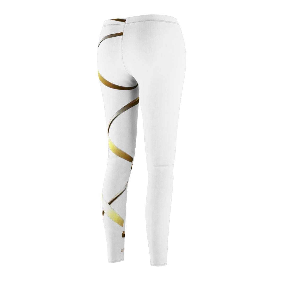 Gold Ribbon White Leggings — Women’s Casual AOP Leggings