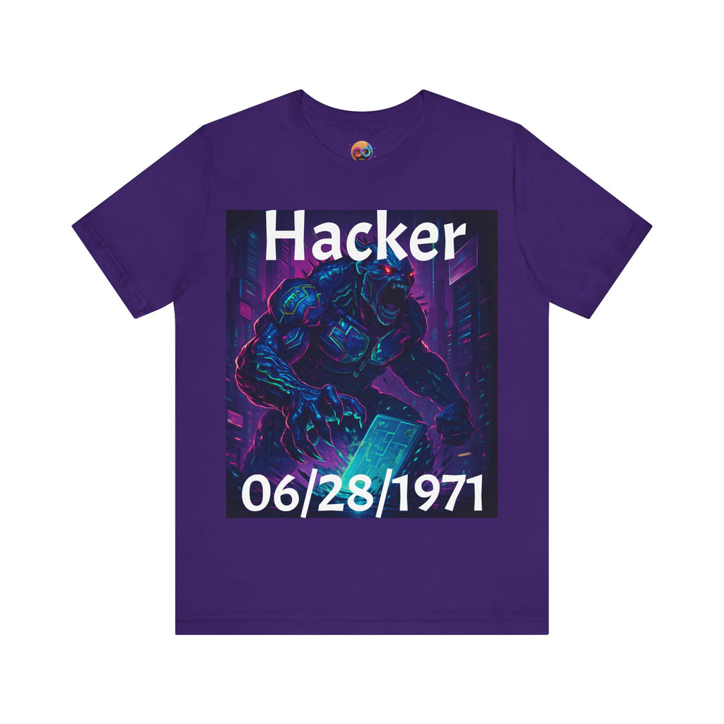 HACKER— '06/28/1971' Graphic tee. Dark Creature Illustration