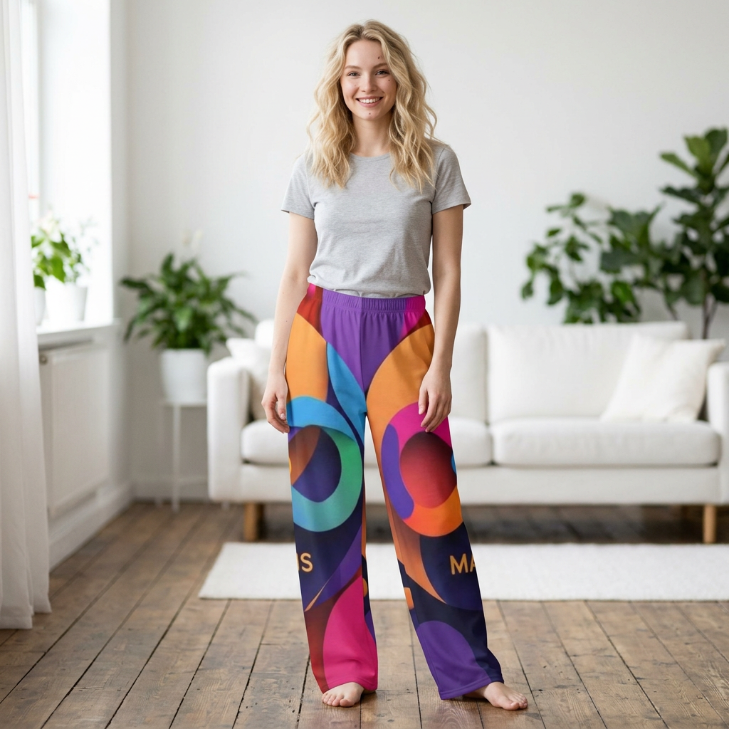 MAYUS Colorful Abstract Lounge Pants — Women's All-Over-Print Pajama Bottoms