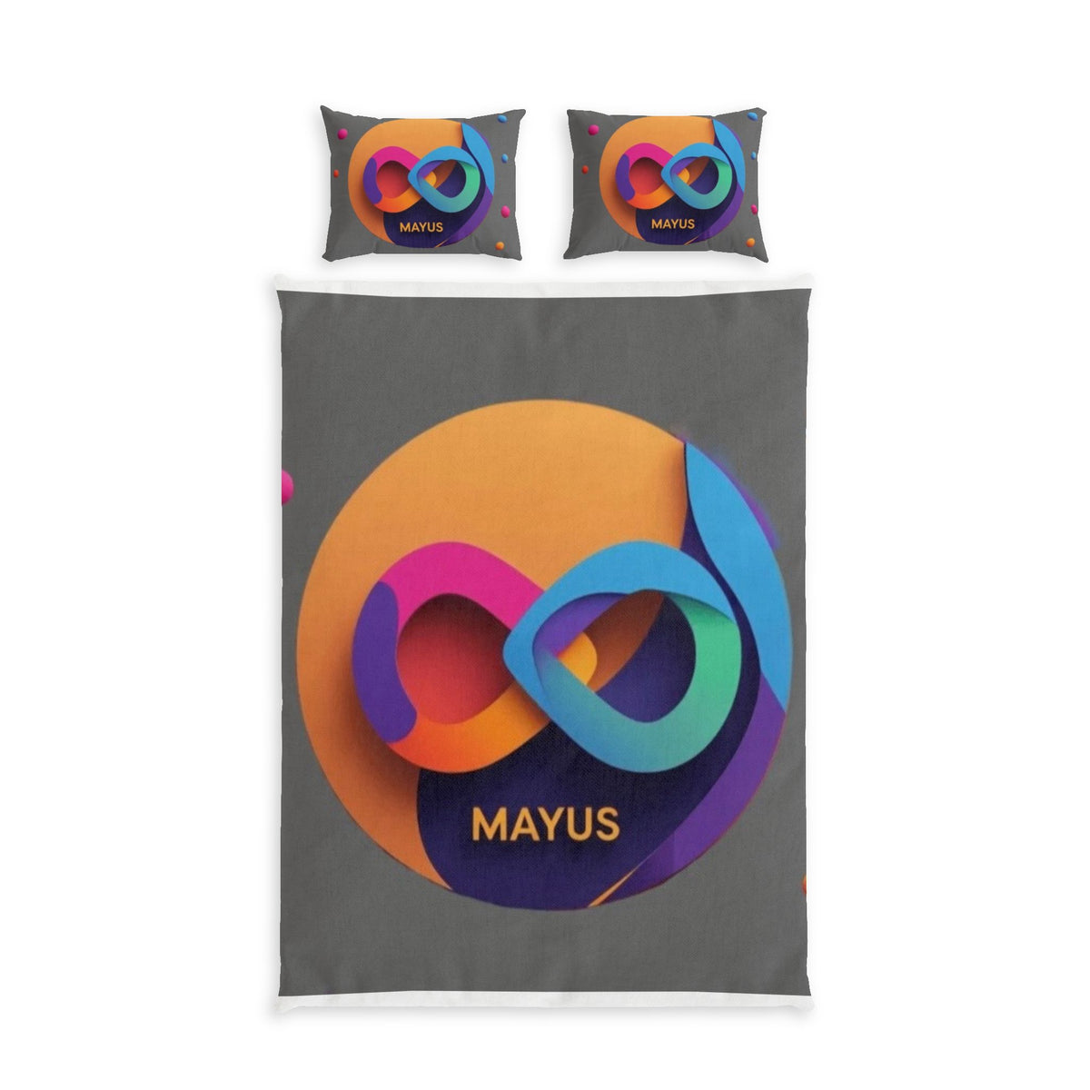 MAYUS Modern Infinity Cotton Duvet Cover – Mayus Logo Graphic Bed Set