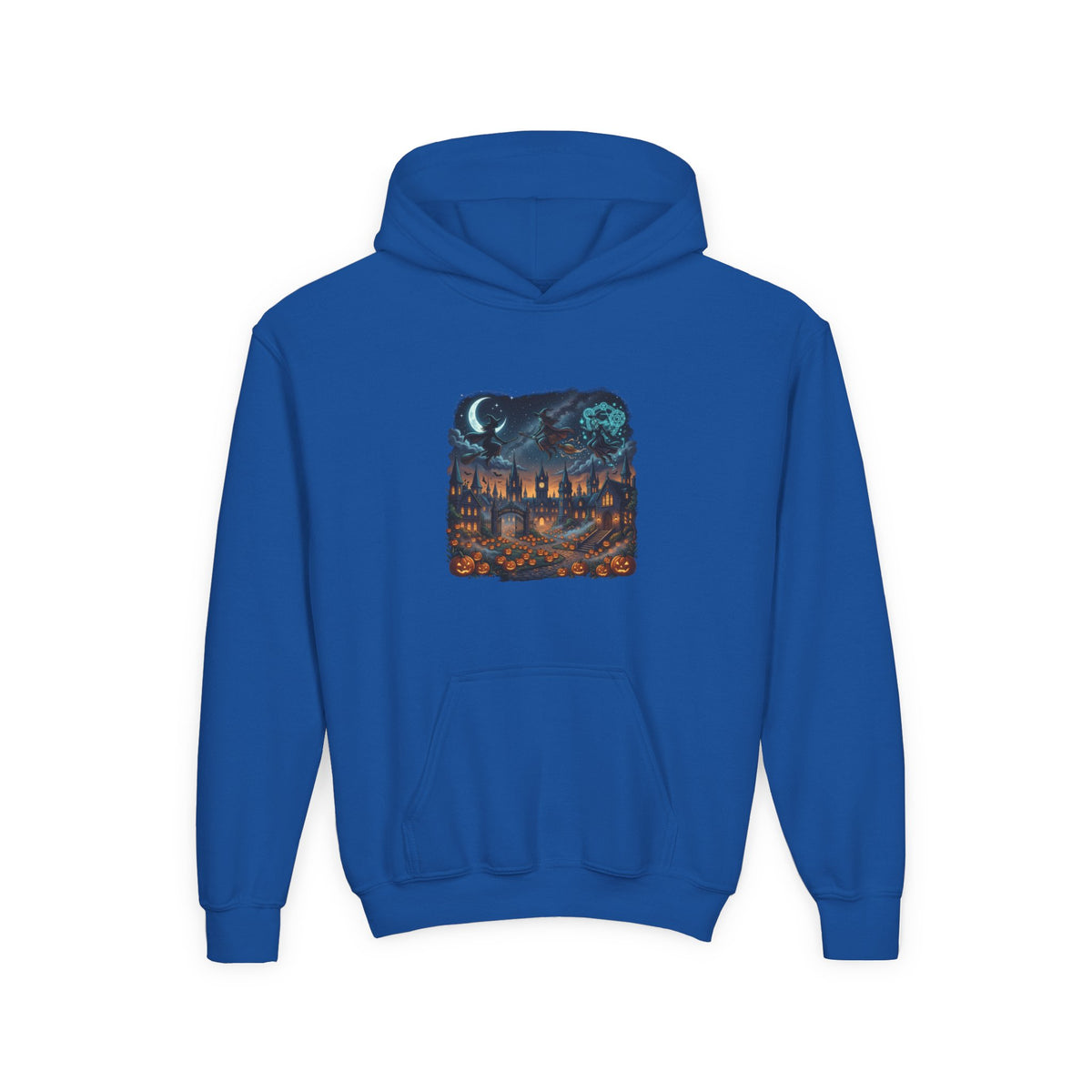 HALLOWEEN Youth Hoodie — Cozy Autumn Cabin Night Illustration