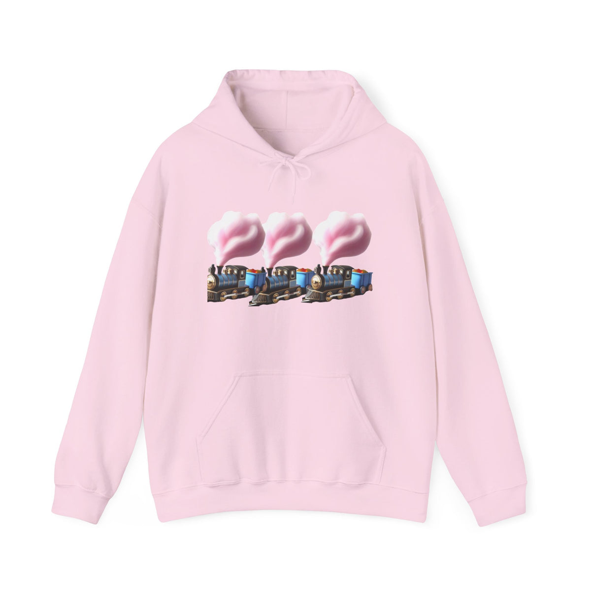 Cotton Candy Train Hoodie — Whimsical Retro Locomotive Sweatshirt
