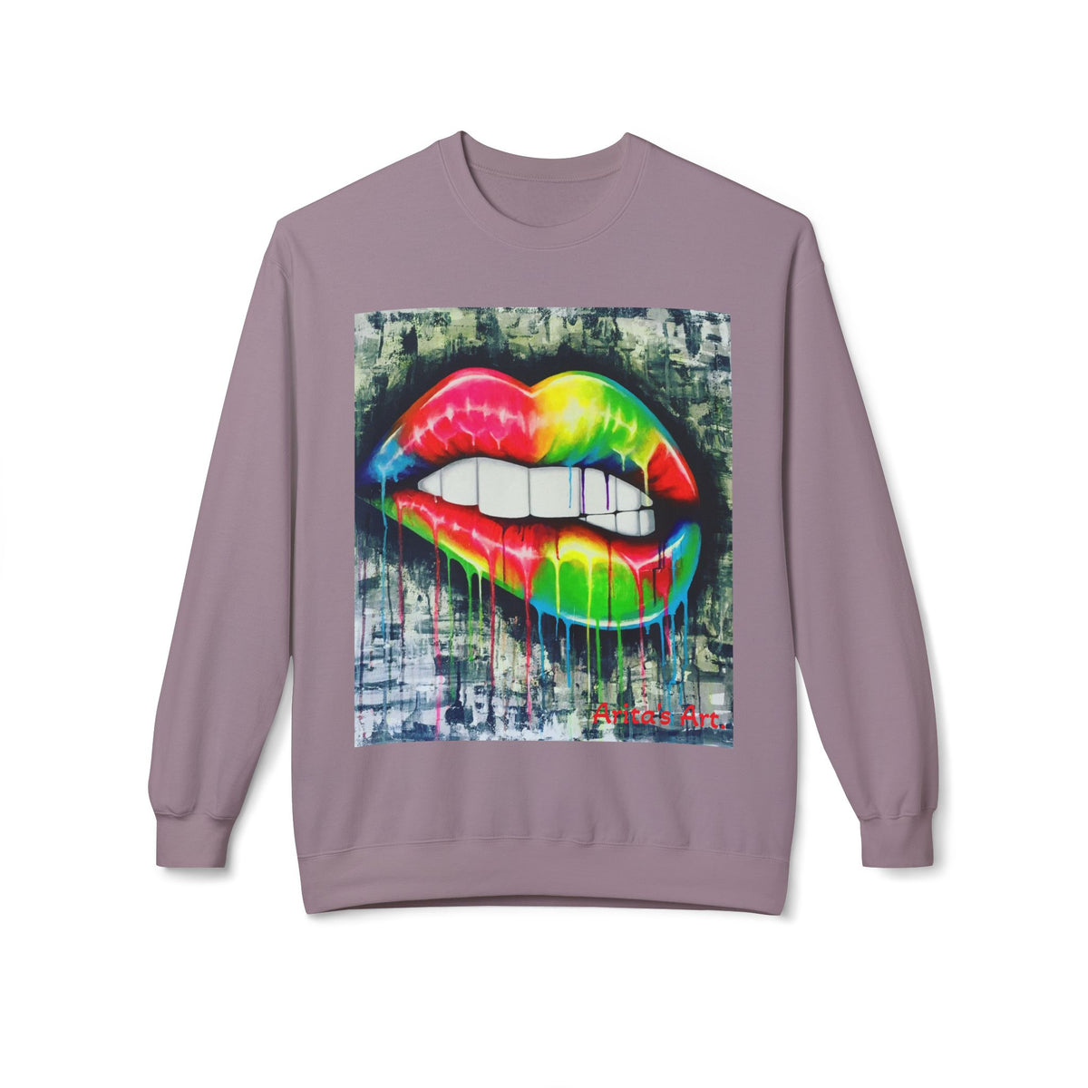 THE KISS Neon Graffiti Bite Lips Art